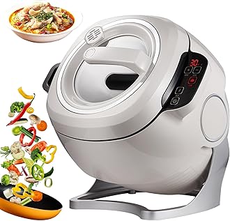 1000W Commercial Food Processor, 110V Automatic Food Cooking Machine 360 Rotation Electric Induction 6L Intelligent Automatic Cooking Machine with 360° Rotating and 3D All-round Heating