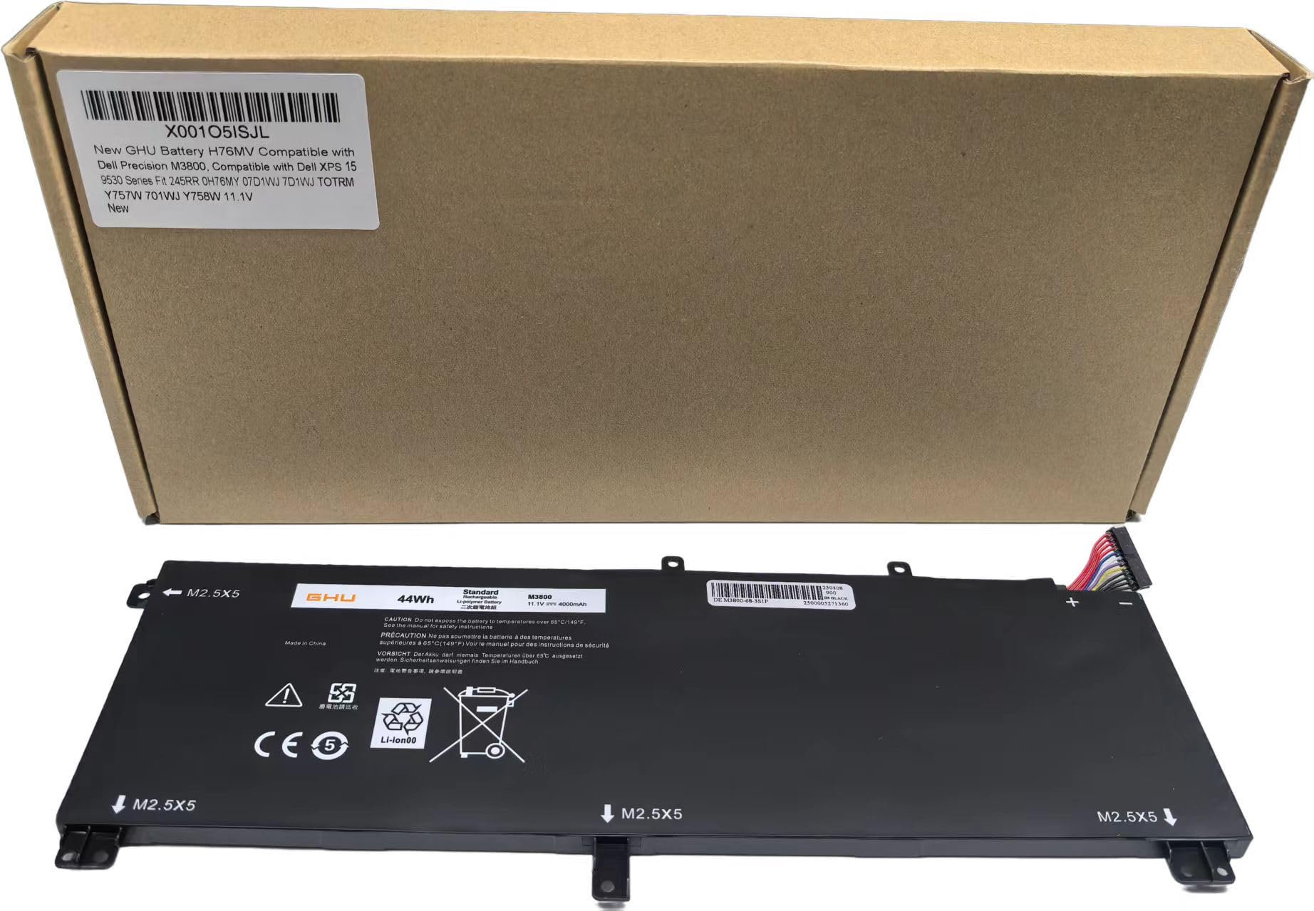 GHU New Battery H76MV T0TRM 44 WH Compatible with Dell Precision M3800, Compatible with Dell XPS 15 9530 Series Fit 245RR 0H76MY 07D1WJ 7D1WJ TOTRM Y757W 701WJ Y758W 11.1V