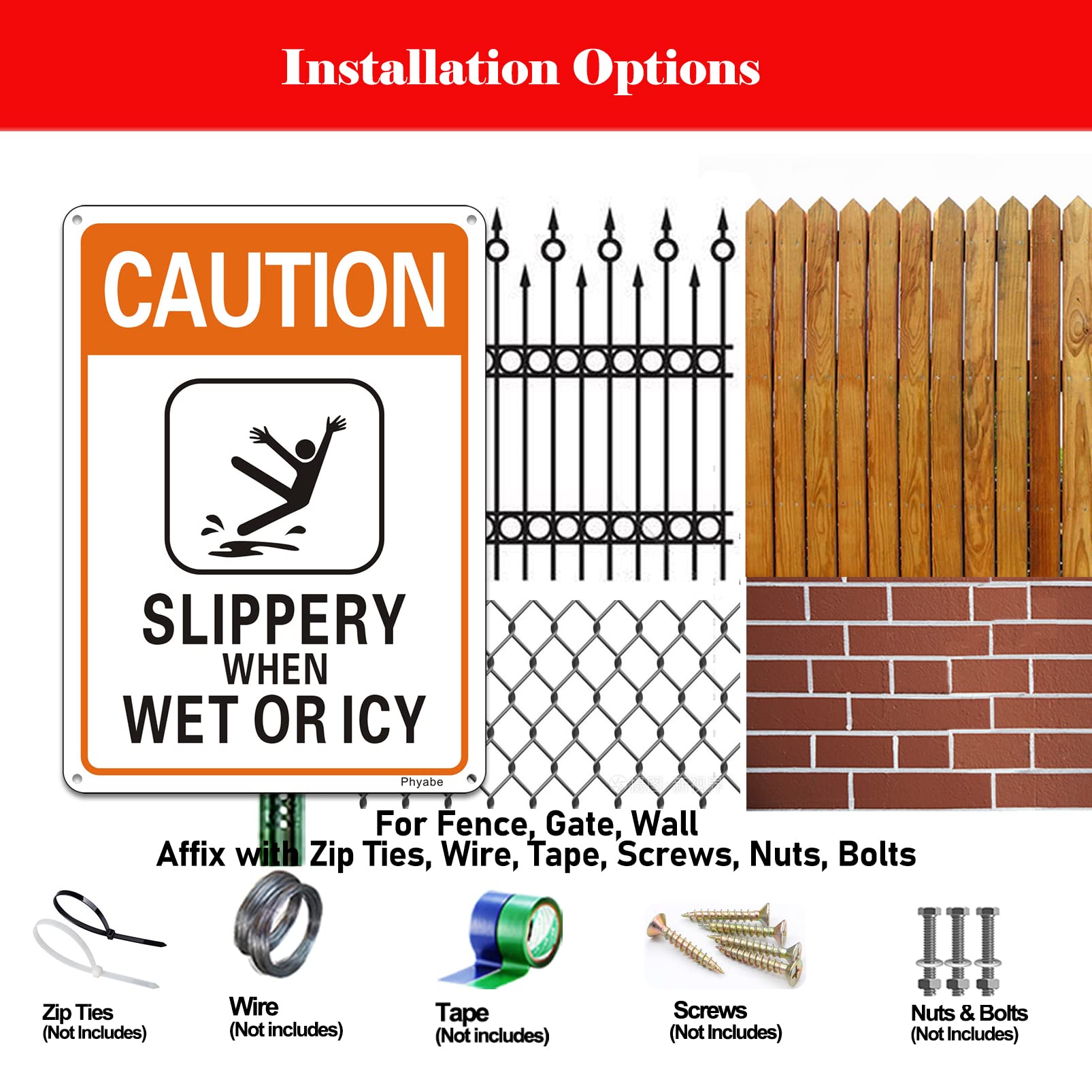Caution Slippery When Wet or Icy Sign, 10" x 7" Reflective,Rustfree Aluminum,UV Protected and Weatherproof, Outdoor & Indoor Use - Image 4