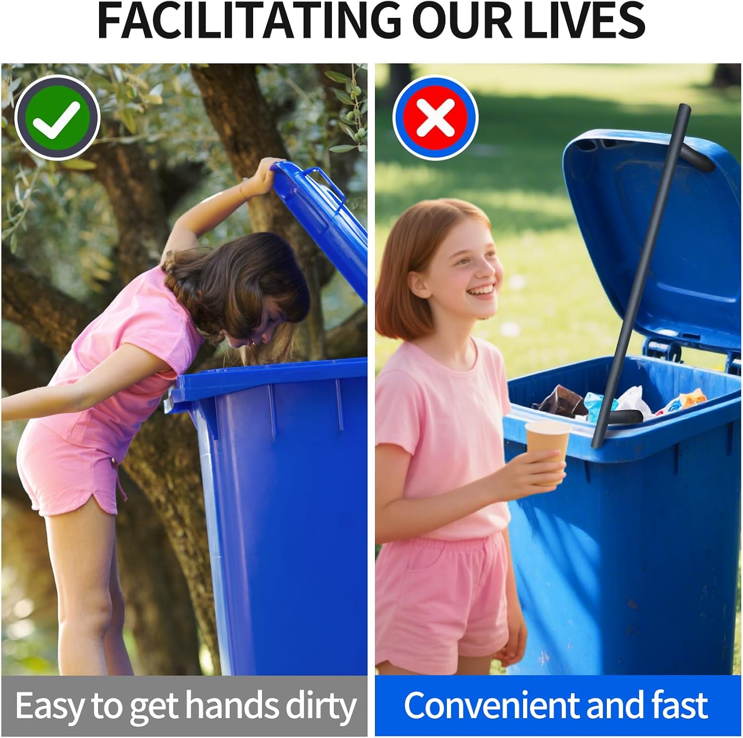 Trash and Recycling Dumpster, Non-Contact Dumpster Opener，Industrial Dumpster Lid Prop，Trash and Recycling Dumpster Lid Prop, Sanitary Dumpster Use Solution