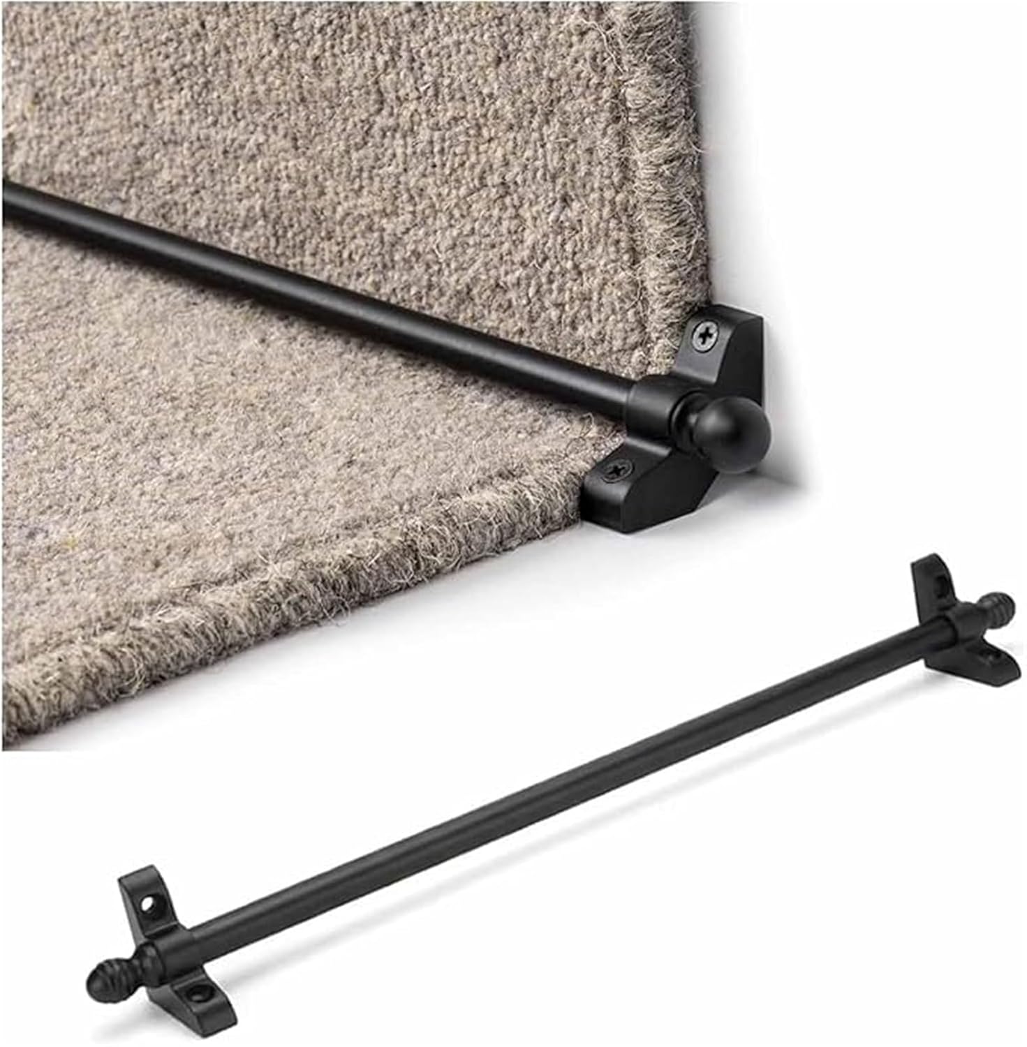 5 10 12 13 14 16 Pack Stair Carpet Rods with Hardware, Black, 28 30 34 36 38 40 50in Antique Brass Rod to Secure Carpet Runners, Easy Install to Secure Carpet, Customized(3pcs,81 cm (32 in))