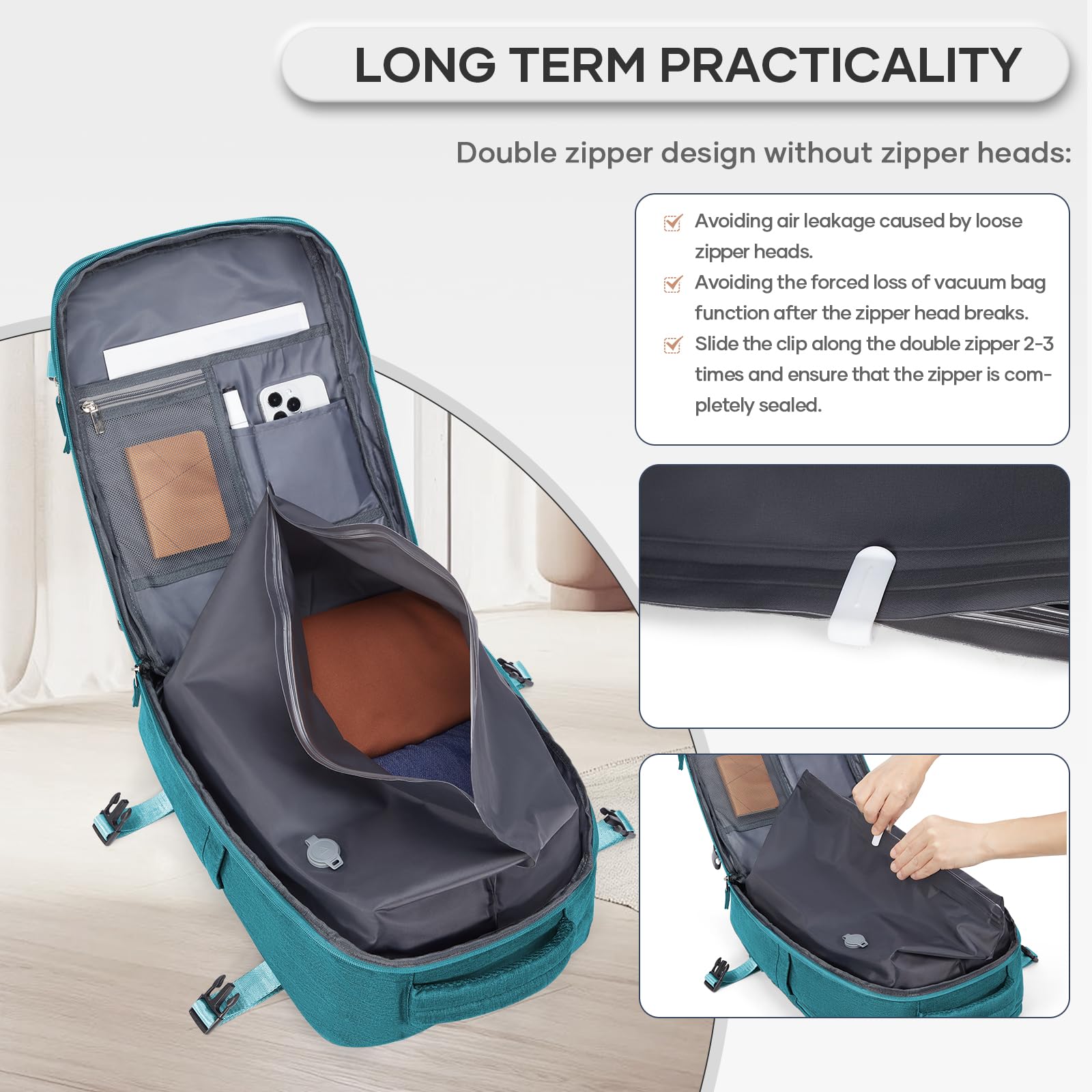 BJLFS Borse da Cabina per Ryanair 40x30x20 Zaino Wizzair Sottovuoto da viaggio 40x20x25 Bagaglio a Mano con compressione sottovuoto,Zaino Easyjet 45x36x20,Zaini Casual per laptop da 14 pollici