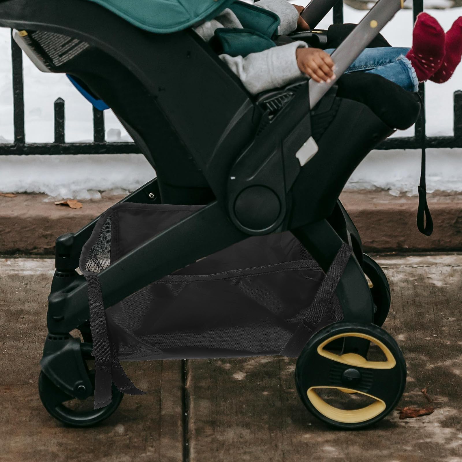 SUPVOX Borsa Portaoggetti per Passeggino Oxford Nero, Resistente e Multifunzionale, per Viaggi All'aperto Neogenitori, Cesto Inferiore per Passeggino