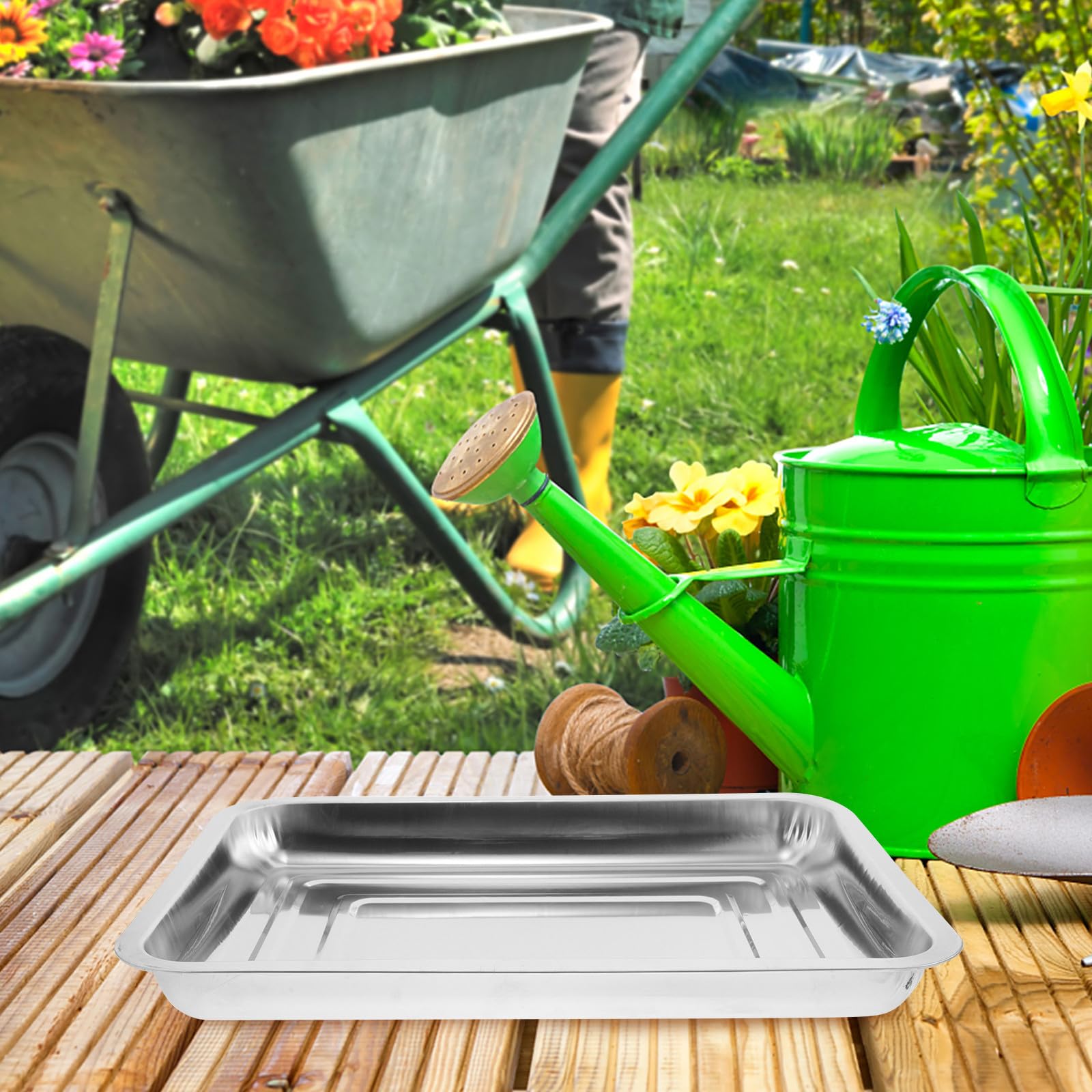 DOITOOL 6 Bandejas de Acero Inoxidable para Germinación de Semillas y Plantas, Bandejas Portátiles y Fáciles de Trasplante para Jardinería Interior y Viveros