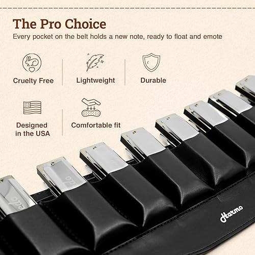 Miniatura 4 de Harmo nica Cinturón microfibra Cuero para 12 armónicas - Harmo
