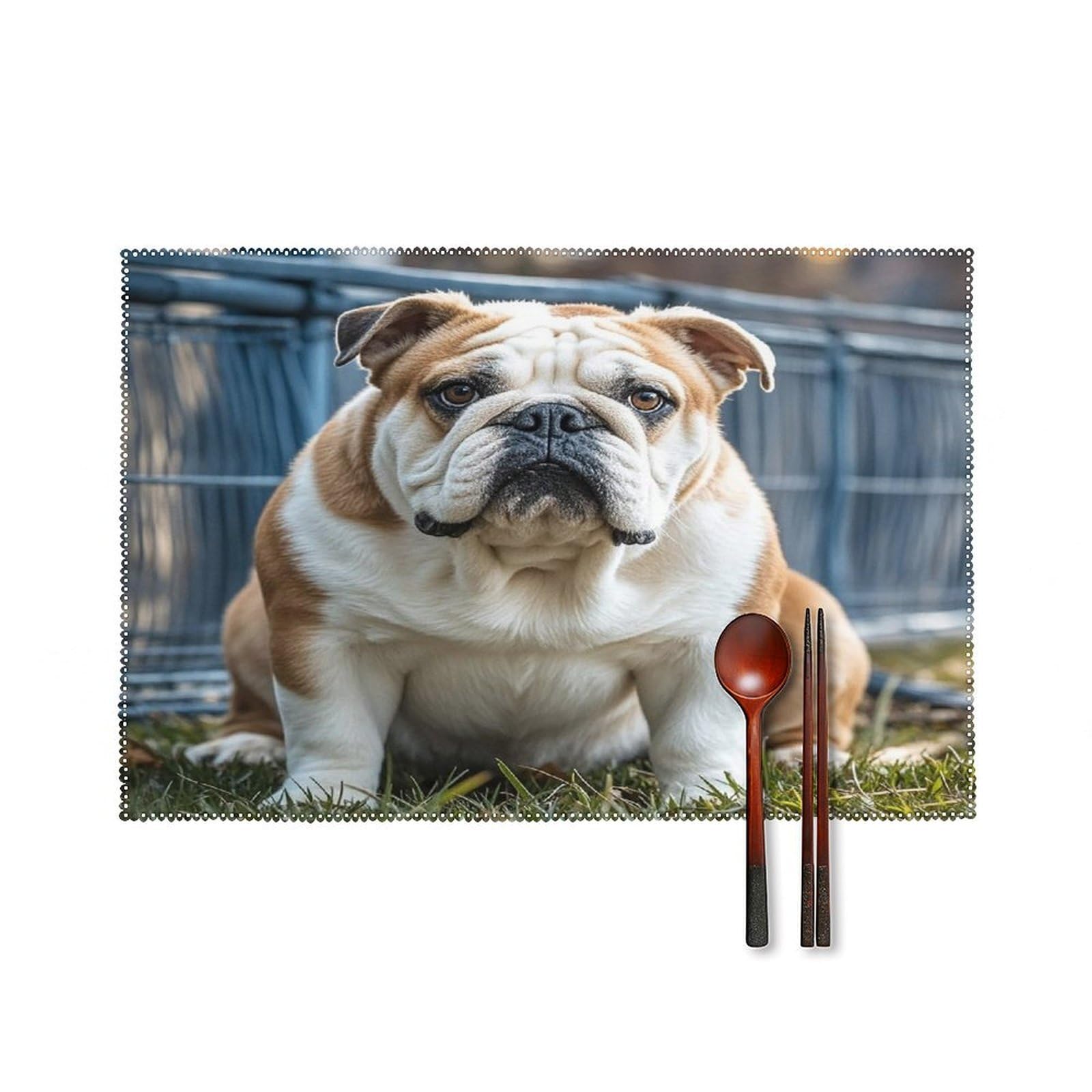 English Bulldogs Placemats Set of 6 Washable Farmhouse Dining Table Mat Non Slip Heat Resistant Non-Slip Place Mats Easy Clean Table Protective Placemats for Indoors & Outdoors