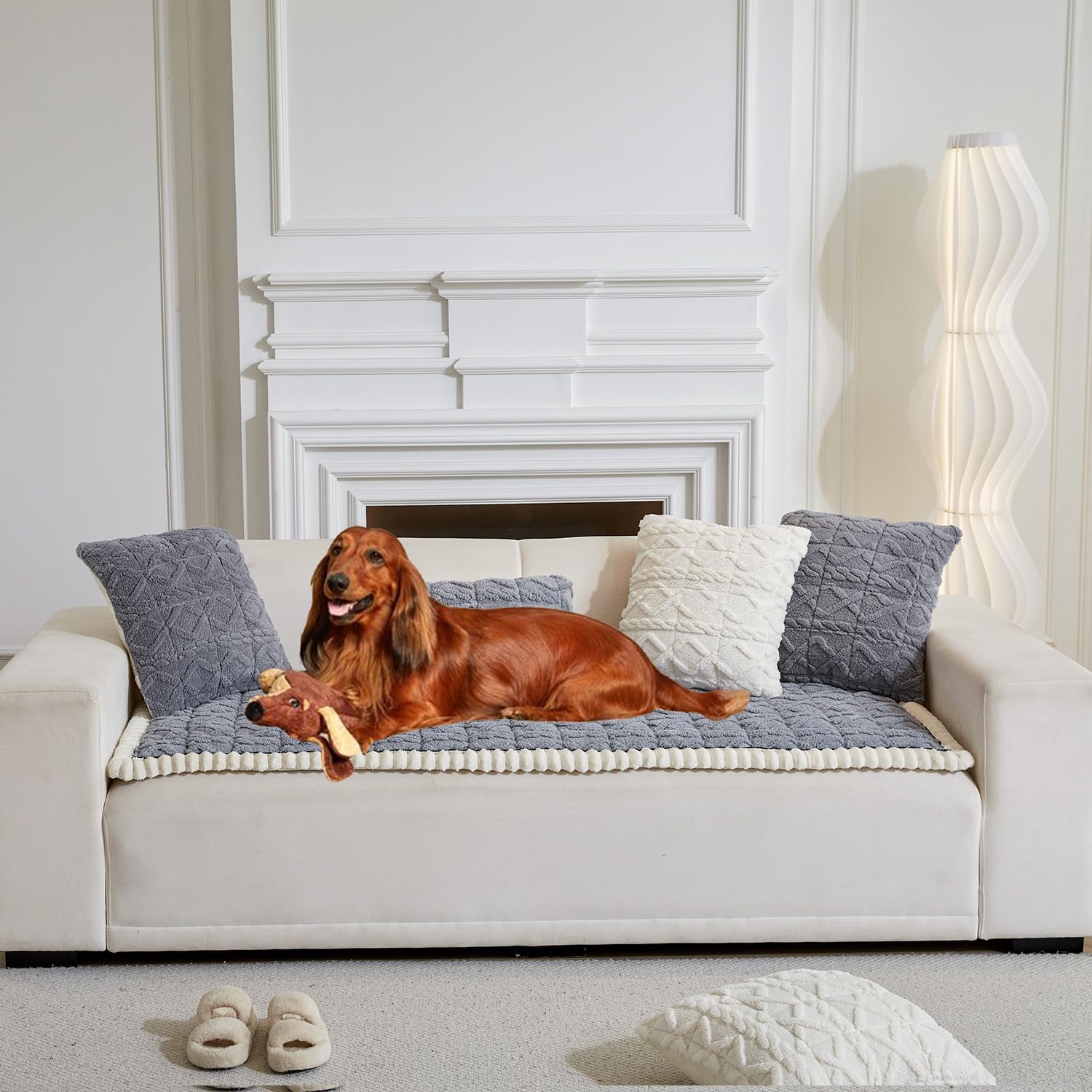 Mitid Sofa Cover Fuzzy Couch Cover for Pet, Couch Covers for Dogs Washable Non-Slip Sofa Slipcover Cushion Protector Pets Friendly Mat Bed
