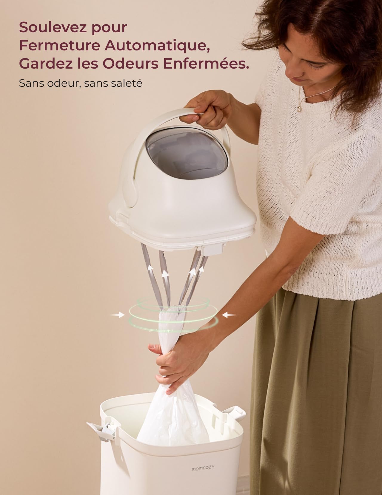 Momcozy Poubelle à Couches avec Contrôle des Odeurs Breveté à Triple Joint, Grande Capacité