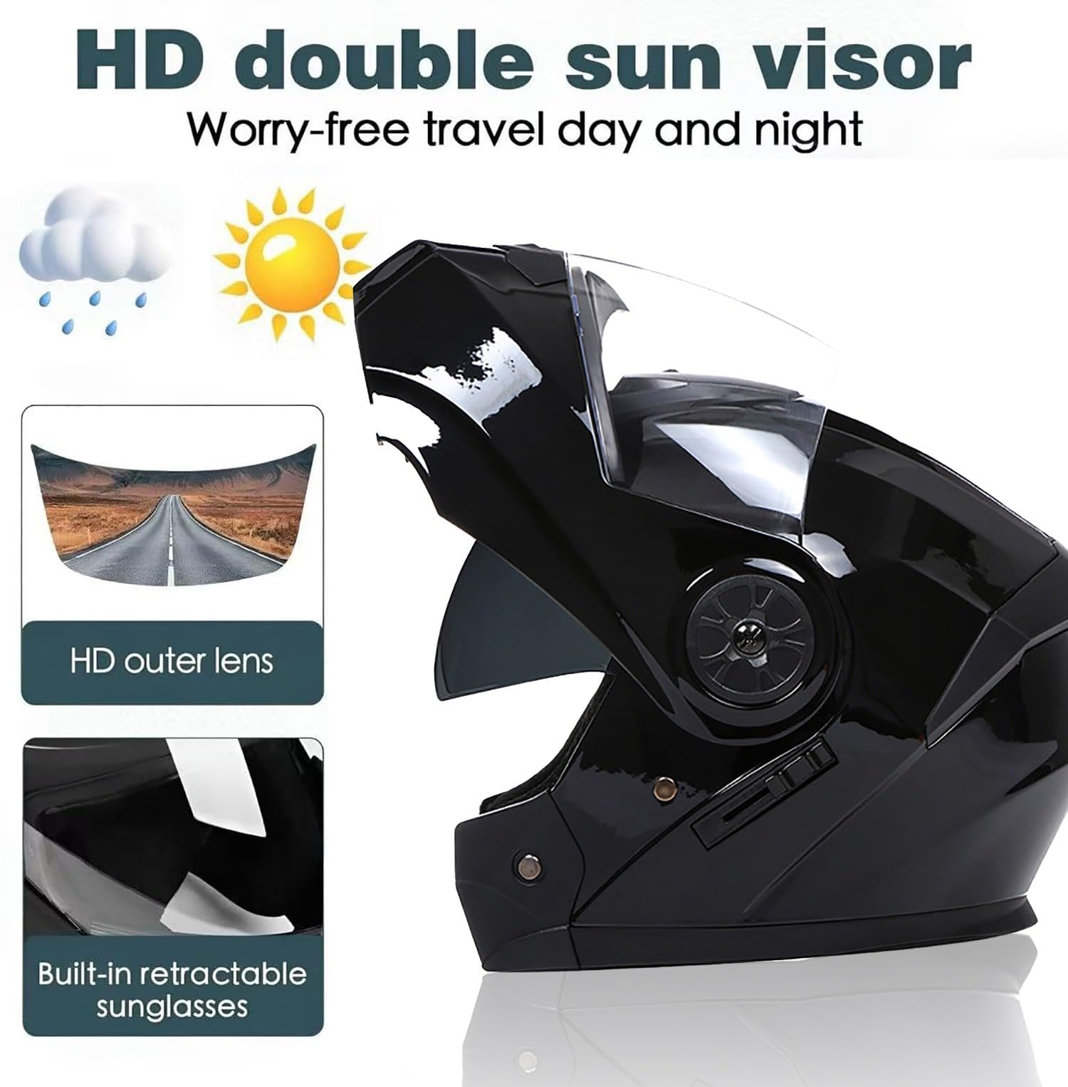Casco Modular Motocicleta Abatible, Integrado Casco Moto, ECE Homologado con Doble Visera, con Guantes Y Cubrecara, para Adultos Hombres Mujeres Scooter Cruiser Ciclomotor V,Small