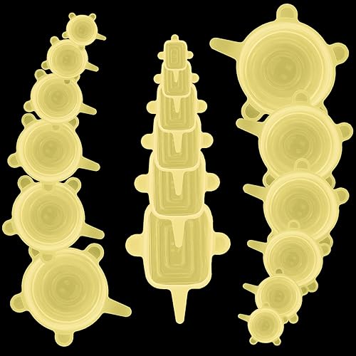 Tapas elásticas de silicona reutilizables, 18 fundas elásticas redondas y cuadradas, herméticas y a prueba de fugas, aptas para microondas y