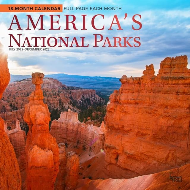 America's National Parks | 2023 12 x 24 Inch 18 Months Monthly Square Wall Calendar | Foil Stamped Cover | BrownTrout | Yosemite Yellowstone