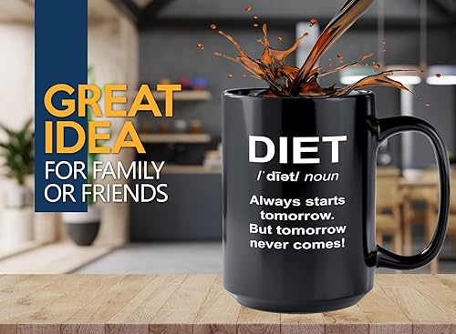 Miniatura 2 de Taza de café dietista de 15 onzas, color negro - Always Starts Tomorrow - Dietético Dietista Psicólogo Nutricionista Nutricionista Registrado