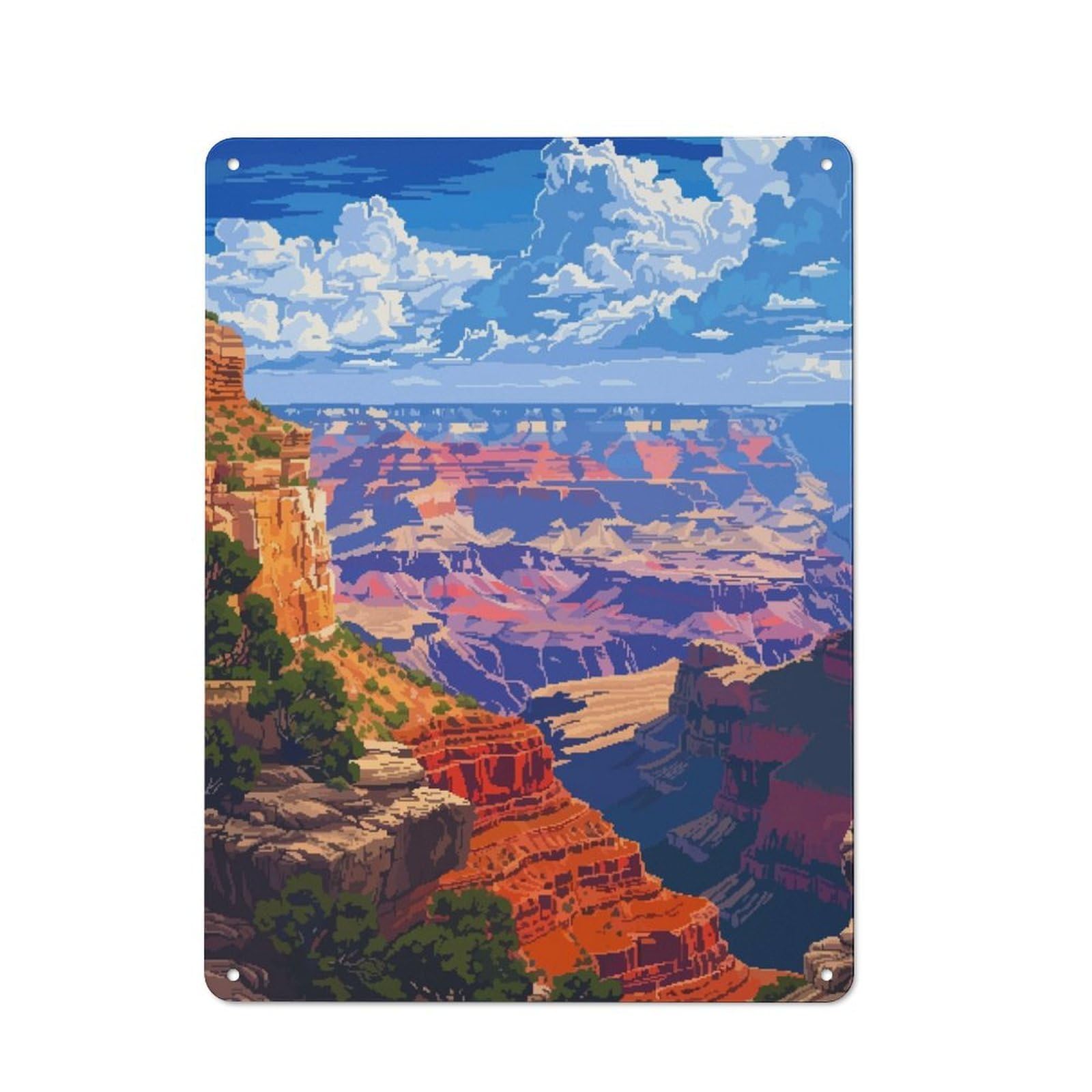 Junmoney Grand Canyon Pixel Art Vintage Tin Sign 40X30cm For Guest Room Or Hallway, Suited To Home Decor Collectors