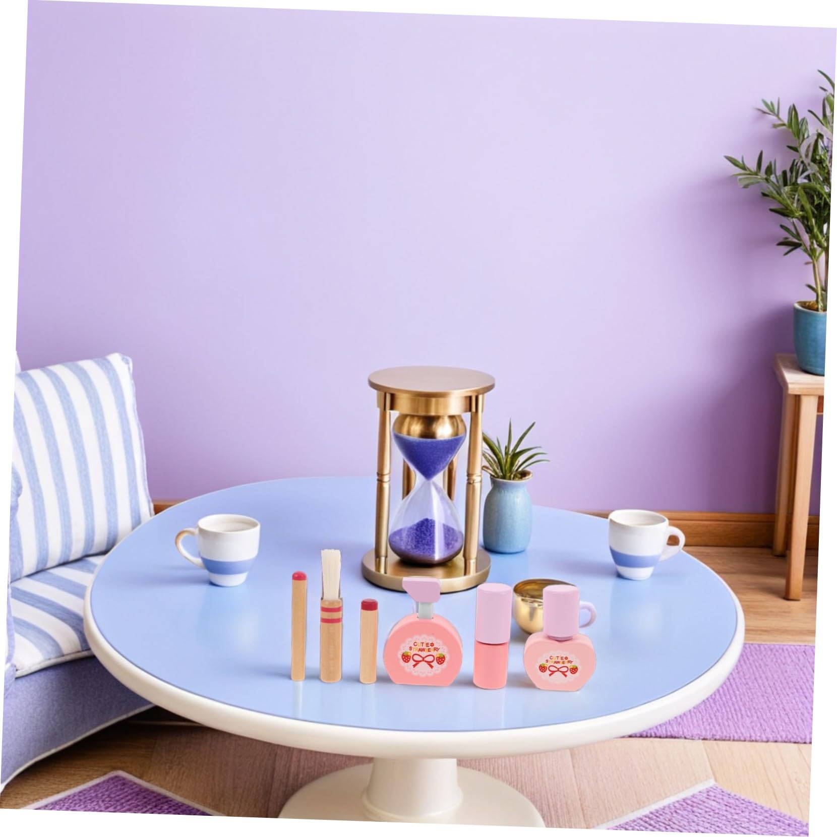 Vaguelly Set di Trucchi in Legno per Ragazzo Ragazza Design Principessa Rosa, Gioco Creativo per Trucco del Rapporto Genitore-figlio, per Gioco di Finzione