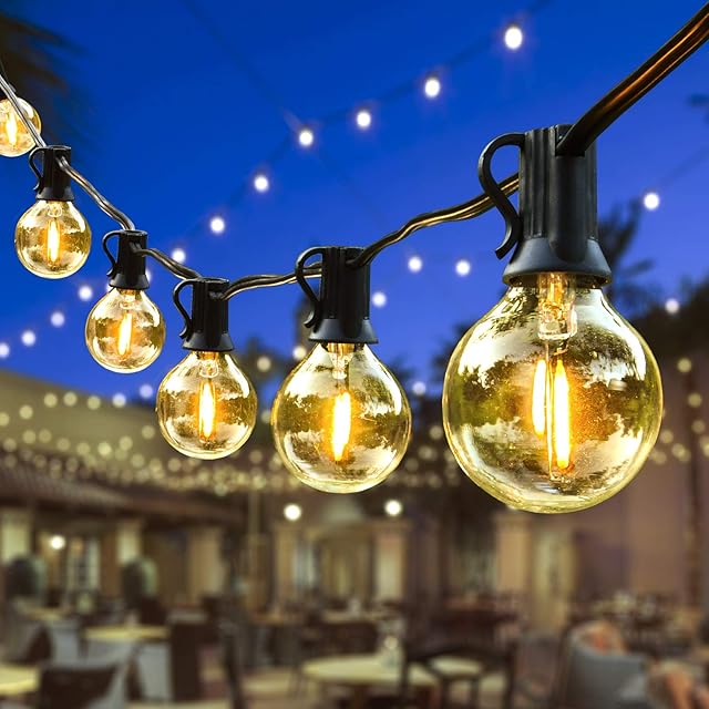 ORAOKO 50FT Outdoor Garden LED String Lights 35+2(Spare) Bulbs Garden String Lights Waterproof IP54 Mains Powered Festoon Lights Patio String Lights for Garden Yard Party Wedding Warm White 2700K
