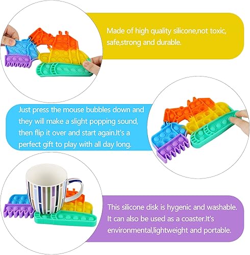 Miniatura 3 de EVERMARKET Paquete de 4 juguetes sensoriales para ansiedad con burbujas para presionar, arcoíris, paquete de juguetes simples de silicona para