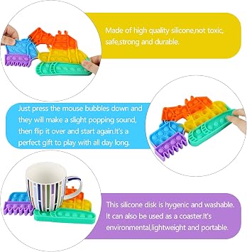 4 Pack Push Pop Bubble Sensory Fidget Toys, Simple Fidget Toy Pack Bubble Popper Silicone Squeeze Toy Stress Relief Hand Toys Party Favors