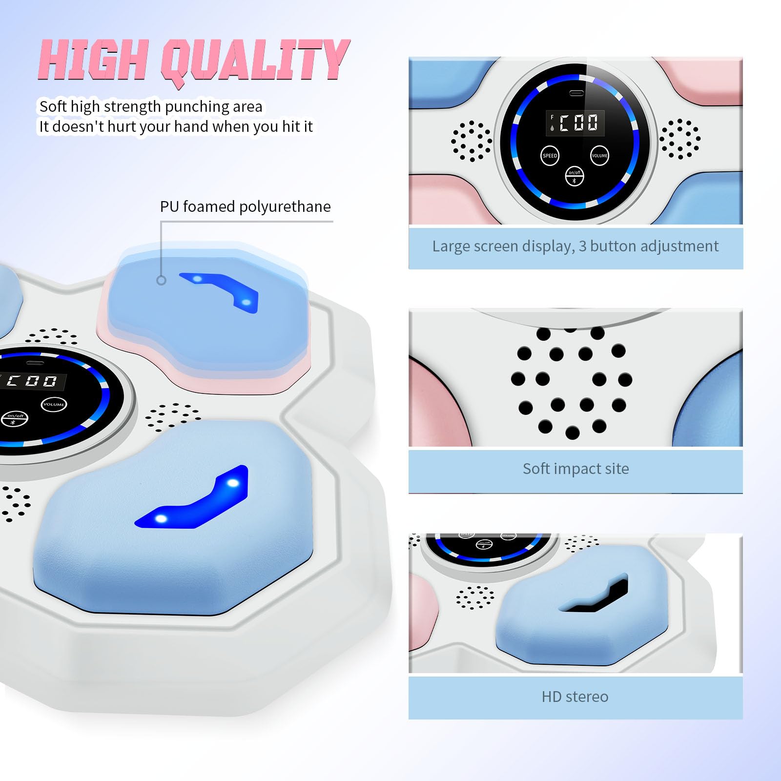 Music Boxing Machine für Erwachsene, Intelligente Bluetooth Boxautomat mit Boxhandschuhen, LED Licht Wandmontierte Elektronische Boxmaschine mit Musik für Home Fitnessstudio Training Indoor