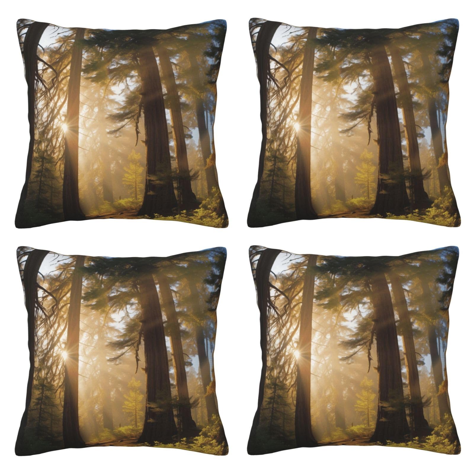 National Parks Sunshine Trees Throw Pillow Cases 4 Pack Square Pillowcases Super Soft Pillow Protectors With Zipper for Couch Livingroom Sofa Bed Office Car,30x30 CM
