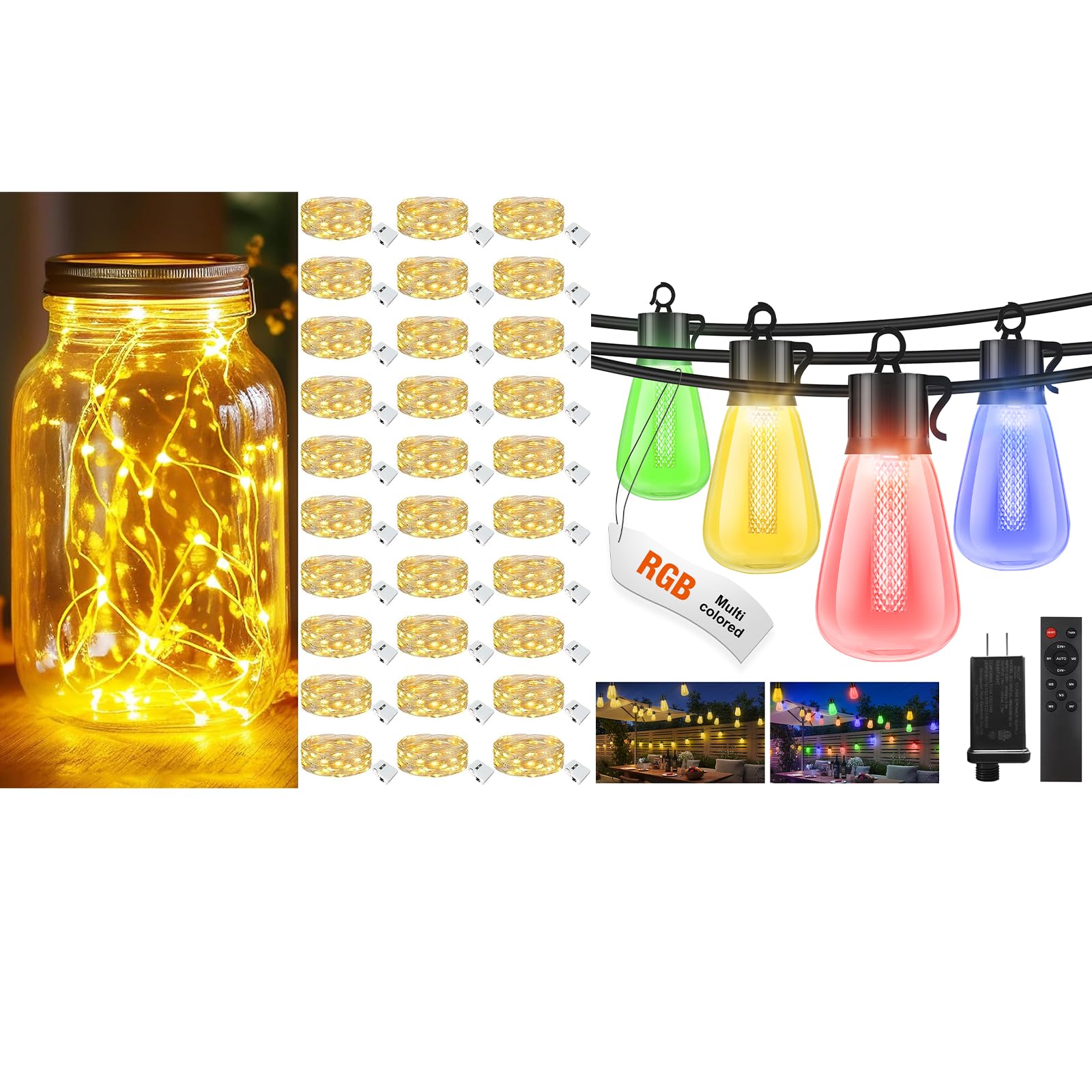 kolpop120FT RGB Changing Lights & 30-Pack Indoor Fairy Lightsfor a Happy and Merry Christmas