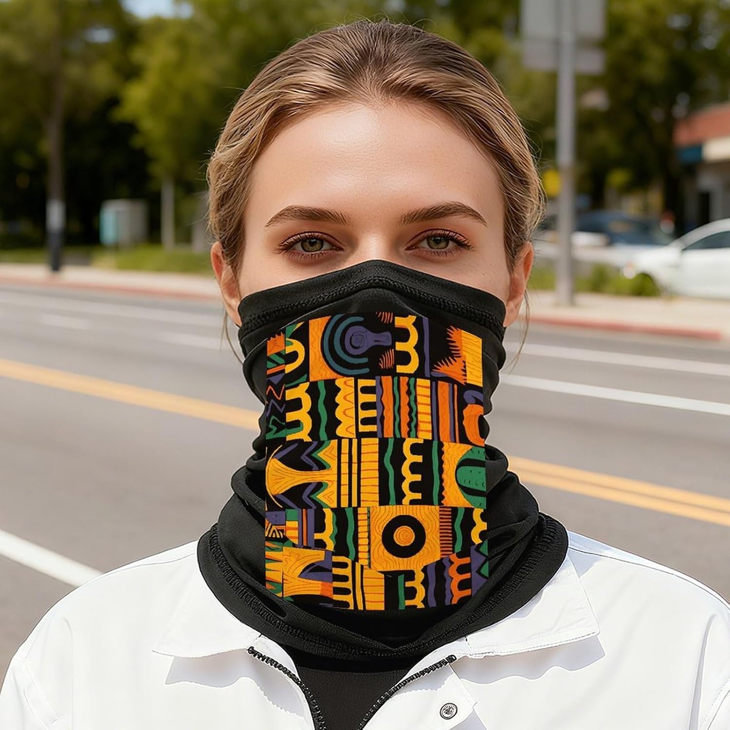 African Ethnic Pattern Neck Gaiter Face Mask Ski Mask Cold Weather Balaclava Winter Face Cover Scarf for Women Men