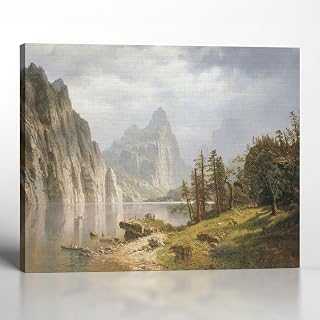 Albert Bierstadt Prints, Famous Paintings, Fine Art, Merced River Yosemite by Albert Bierstadt, Ready To Hang for Living Room Home Wall Decor, C2405-16x20