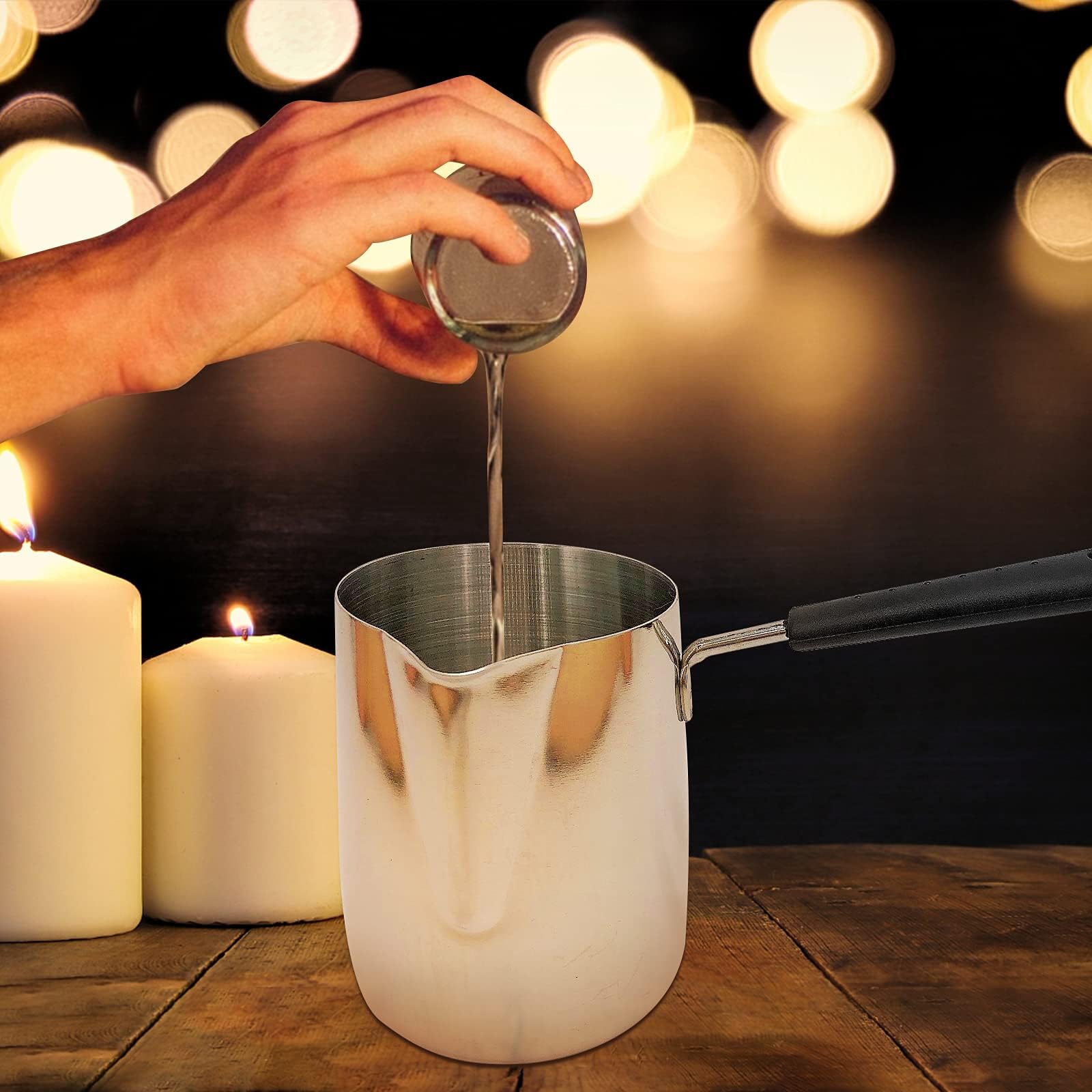 Vaso Per Fusione Cera In Acciaio Inox 304 – Pentolino Da 900 Ml Per Candele E Sapone Fatto A Mano Con Beccuccio E Cucchiaio