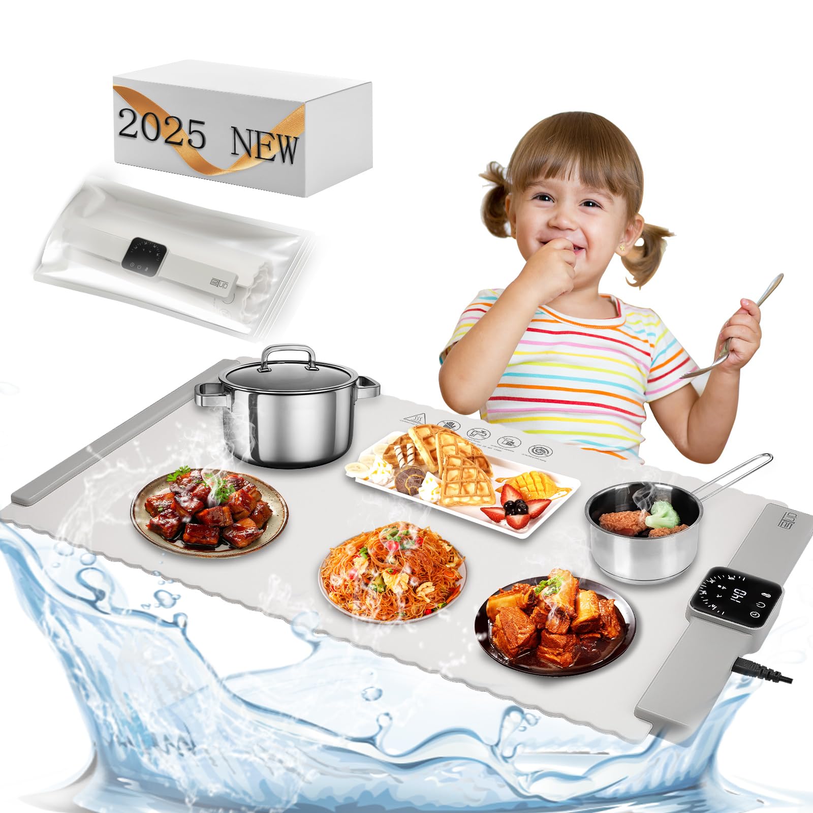 2025 Latest Large [Food Warming Mat] Warmer Trays Quick Electric Heating Tray for Party Buffet Warmer Countertop for Cooki...