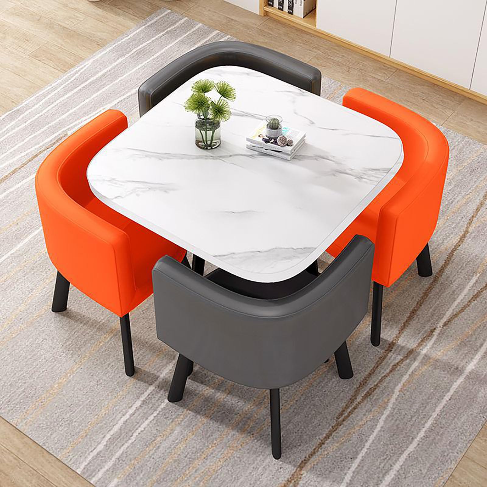 TabanChaSet da 5 pezzi con 4 sedie, ideale per cucina o sala da pranzo, bar per la colazione, 80 x 75 cm / 31.5x29.5in