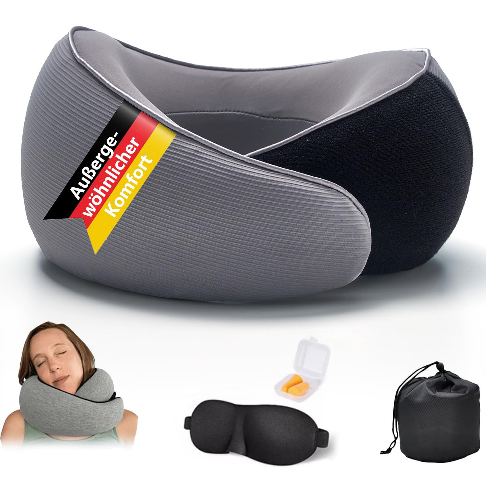 Neppy Reisekissen Flugzeug 3.0, Nackenkissen Reise, Travel Pillow, Kissen Flugzeug, Reisekissen Memory Foam, Schlafkissen Flugzeug, Ideal Für Reisen Mit Flugzeug, Auto, Zug