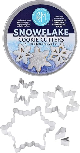 RM International Cortadores de galletas de copo de nieve diseños y detalles surtidos juego de 5 piezas