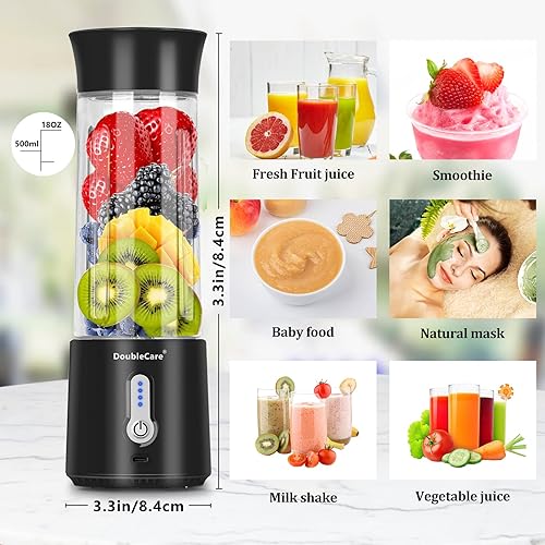 Miniatura 3 de Licuadora portátil para batidos y licuados, exprimidor eléctrico de 16.9 fl oz, licuadora de batidos de 4000 mAh con material sin BPA, licuadora de