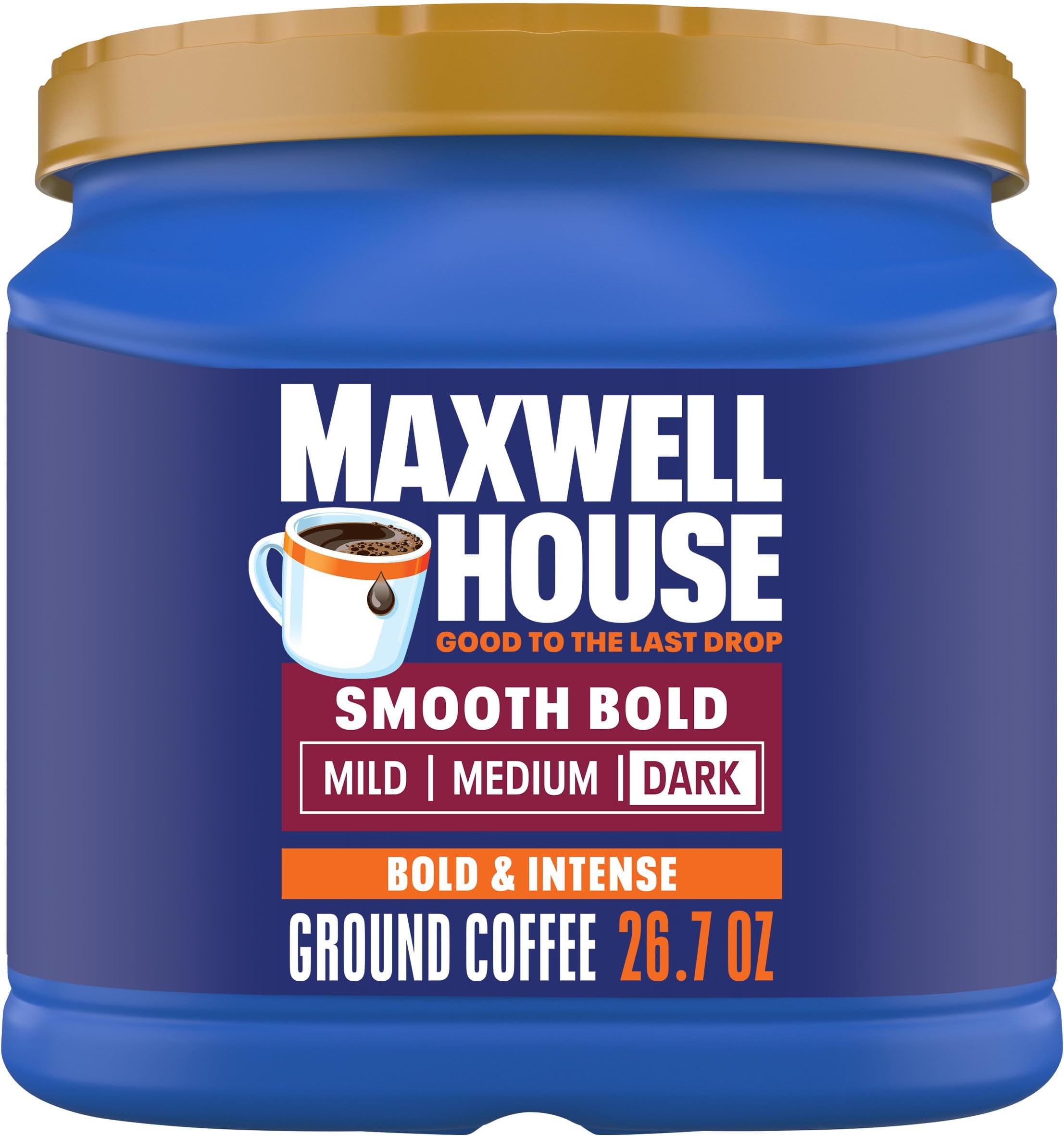 Smooth Bold Dark Roast Ground Coffee, 26.7 oz Canister