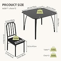 Vista 2 de GAOMON Juego de mesa de comedor para 2, mesa de cocina con parte superior de vidrio y sillas tapizadas para 2, juego de mesa de comedor de 3 piezas