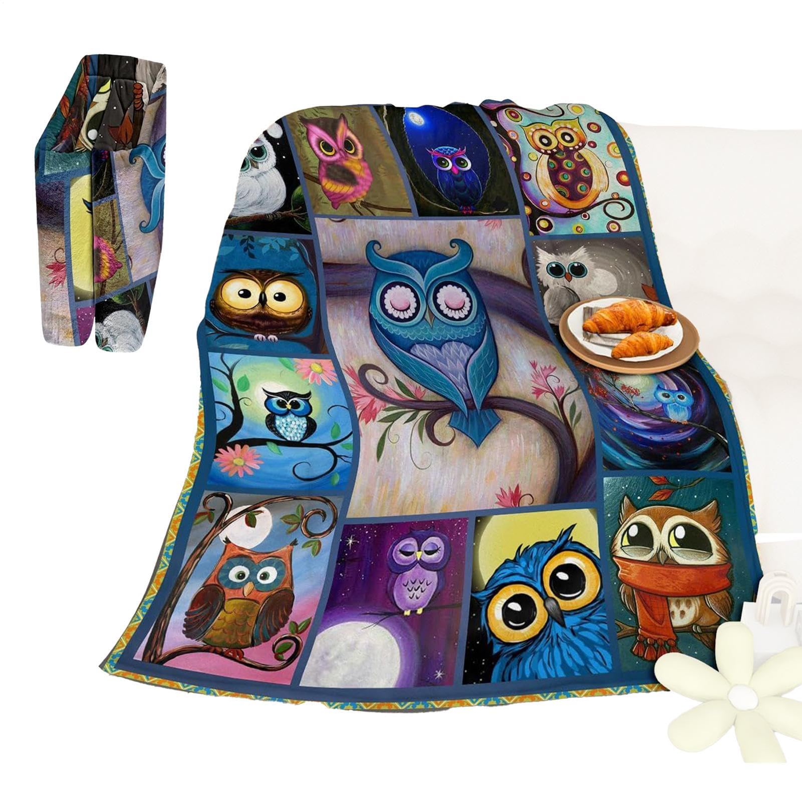 Blanket for Animals - Plush Blanket with Soft and Warm Owl 150 x 200 cm, Fleece Blankets | Lightweight and Comfortable Blankets for Sofa Couch Chair Home Camping Car Living Room