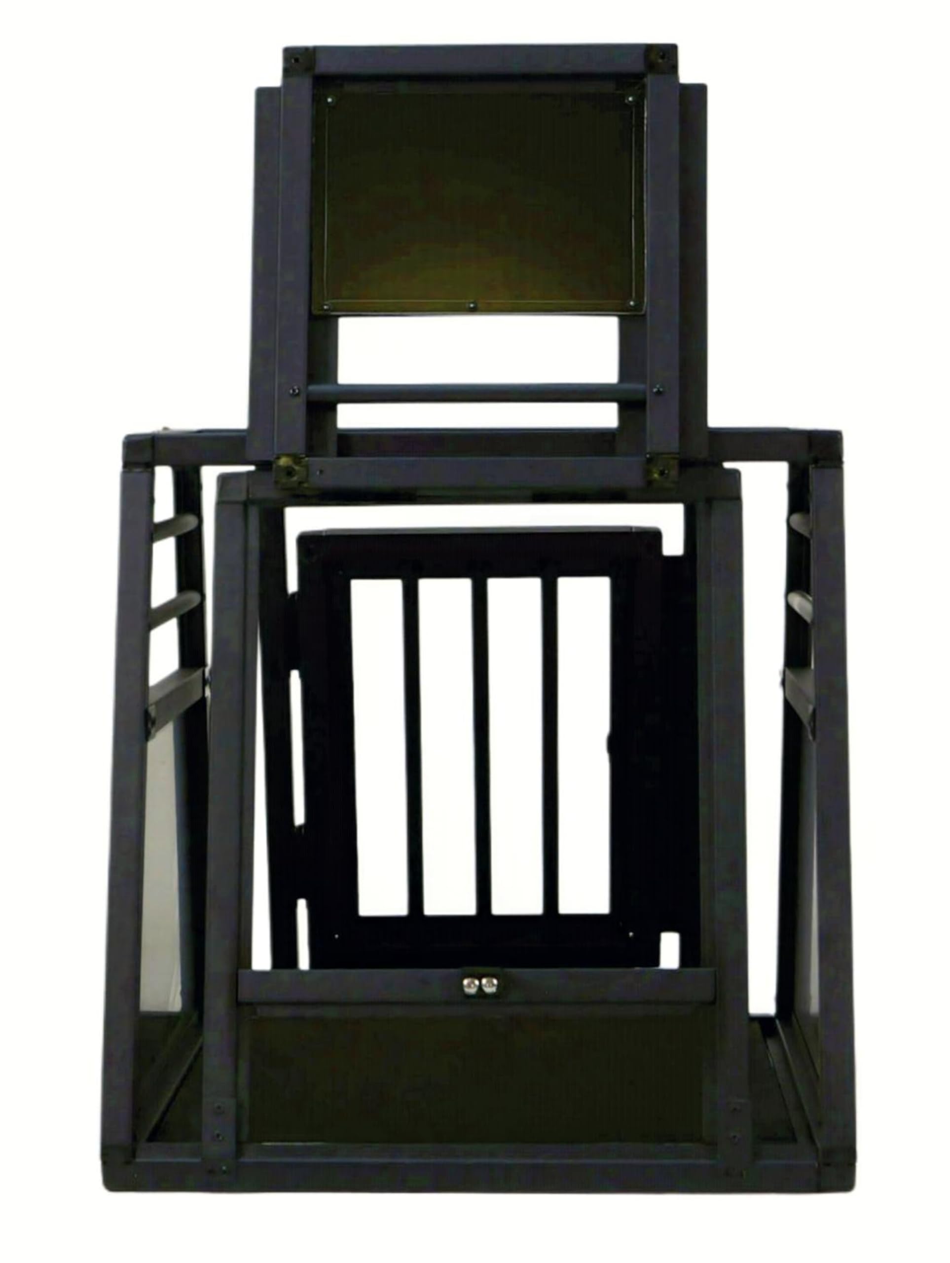 DOGHEAD Hundetransportbox Proline, Single 55x65x55 cm, Schwarz, Aluminium, Beidseitig Abgeschrägt 75°, mit Notausstieg