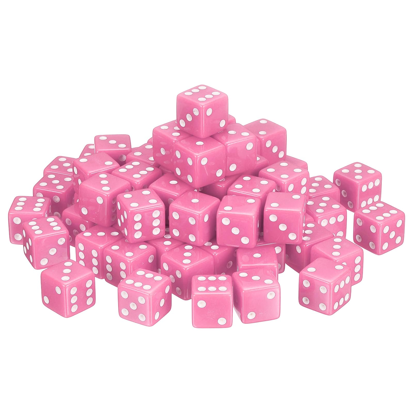QUARKZMAN 100Pcs Dés Acrylique 6 Faces, 19mm/0.75" Grands Dés D6 Opaques en Gros pour Jeux De Société Fête d'anniversaire Fournitures Thème Amusant, Rose