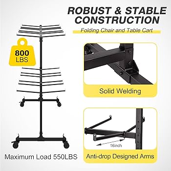 Amazon.com: Sttoraboks Folding Chair Cart, Two-Tier 800Lbs