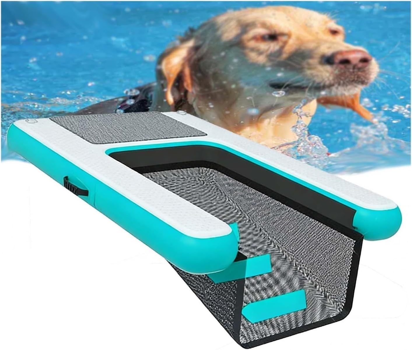 Dog Floats Ramp Ladder，Inflatable Water Boat Dock Floating，Reusable Raft Up，Floating Dock，Inflatable Dog Water Ramps.(Mint Green)