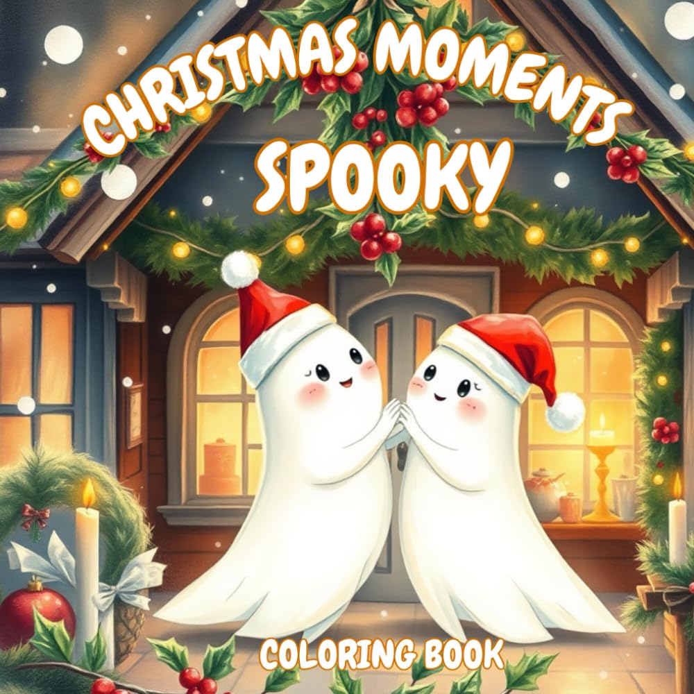 Spooky Christmas Moments: Coloring Book for Adults and Teens with Adorable Ghosts, Festive Decorations, and Holiday Winter Vibes,