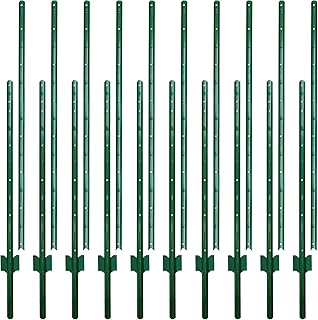 ARIFARO Metal Fence Posts 7 Feet assemblable,Pack of 10,Sturdy Duty No Digging Garden U Post for Wire Fencing Steel Poles for Yard, Outdoor