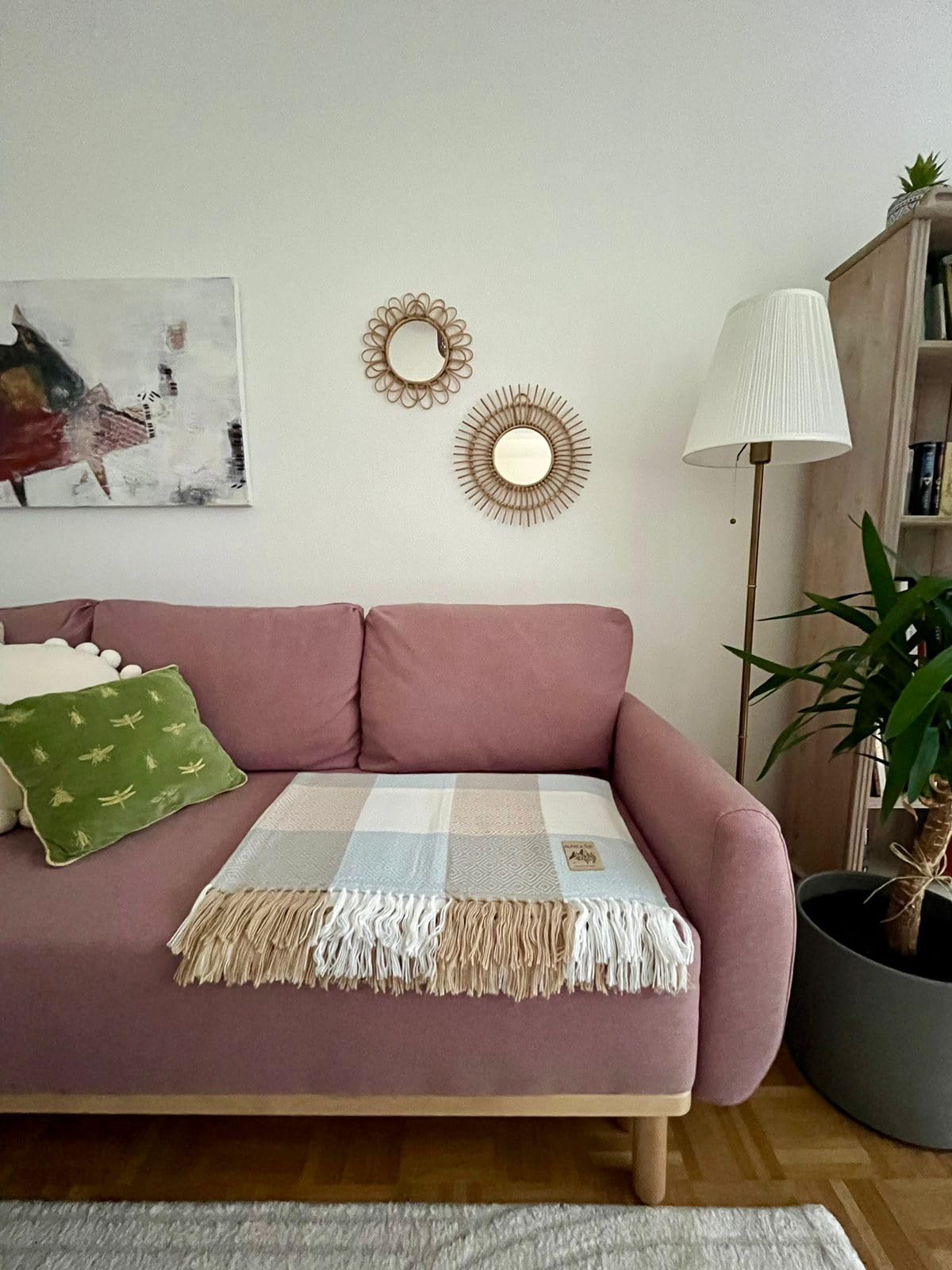 Plaid en alpaga haut de gamme jeté de canapé patchwork pour salon cocooning