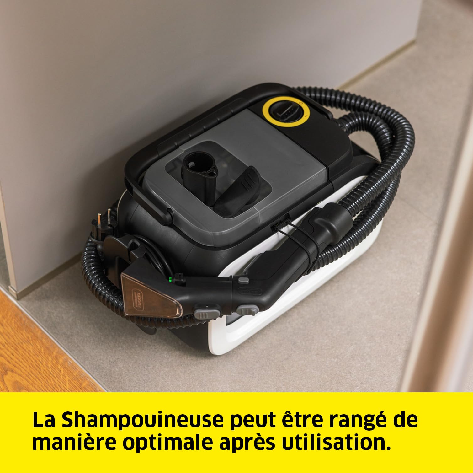 KÄRCHER Shampouineuse SE 3 Compact, Aspiration : 500W, Réservoir Eau : 1,7L, Surface : 2,76m2, Poids : 4,1kg, Flexible d'Aspiration, Buses de Lavage : Tissus et Fentes