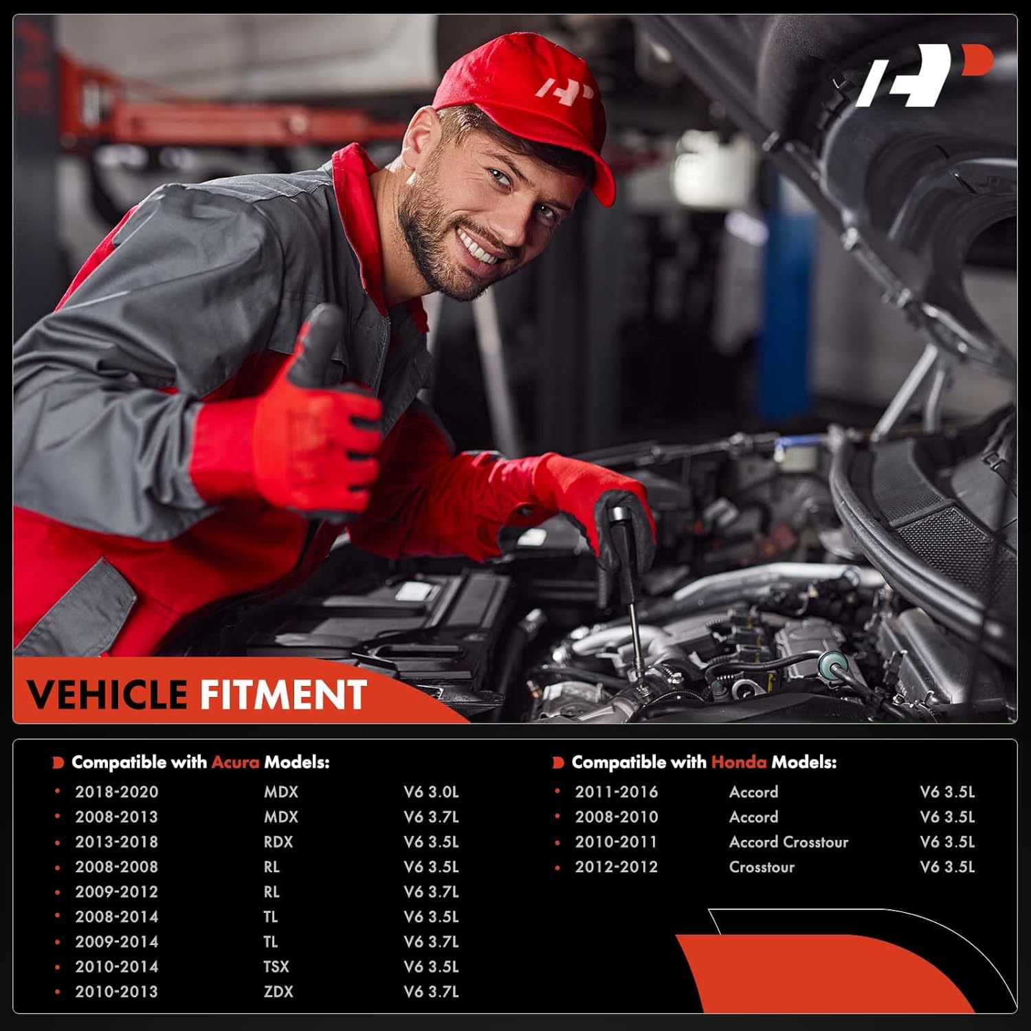 A-Premium Fuel Injectors Set of 6 Compatible with Honda Accord 2008-2016, Crosstour 2012, Accord Crosstour 2010-2011 & Acura MDX 2008-2013 2018-2020, RDX 2013-2018, TSX 2010-2014, TL, ZDX, RL