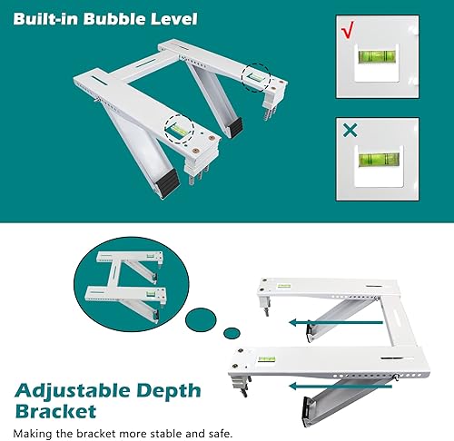 Miniatura 3 de Daisypower Soportes de soporte de CA para ventana, hasta 200 libras, se adapta a unidades de aire acondicionado de 9000 a 24000 BTU, estructura