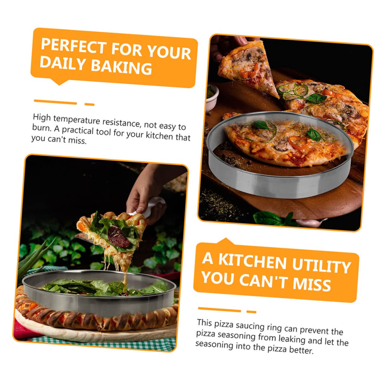 Cabilock 3 Pièces Fournitures de gâteau Anneaux de gâteau au Fromage Cercles à pâtisserie Accessoire Pizza Accessoires Pizza Crêpes Cercle à Pizza réutilisable Anneau de pâtisserie ménager
