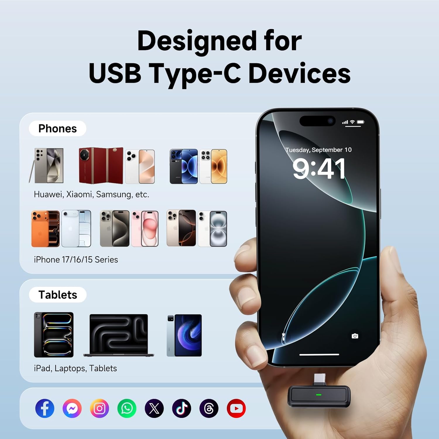 3 in 1 Wireless lavalier Microphone for Camera iPhone Android Phone Mini Microphones,130ft 16h Battery, Noise Canceling Lapel Mic System for Speaker Recording Video Facebook tiktok - Image 7