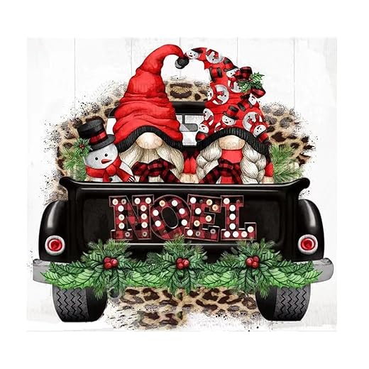 Tiwabb Christmas Paint by Numbers for Adults,Noel Paint by Number for Adults Beginner,Truck with Gnome Picture Acrylic Watercolor Number Kits for Gift and Home Wall Decor 13.8x13.8 Inch