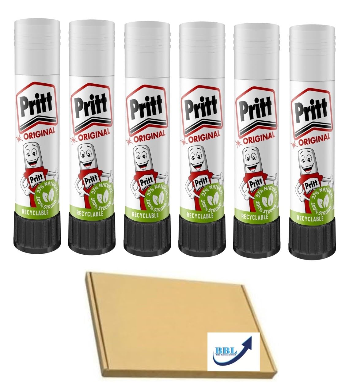 Pritts Original Glue Sticks 11 G | Pack Of 6 | Safe & Child-Friendly Craft Glue for Arts & Crafts Activities | 90% Natural Strong-Hold adhesive for School & Office Supplies
