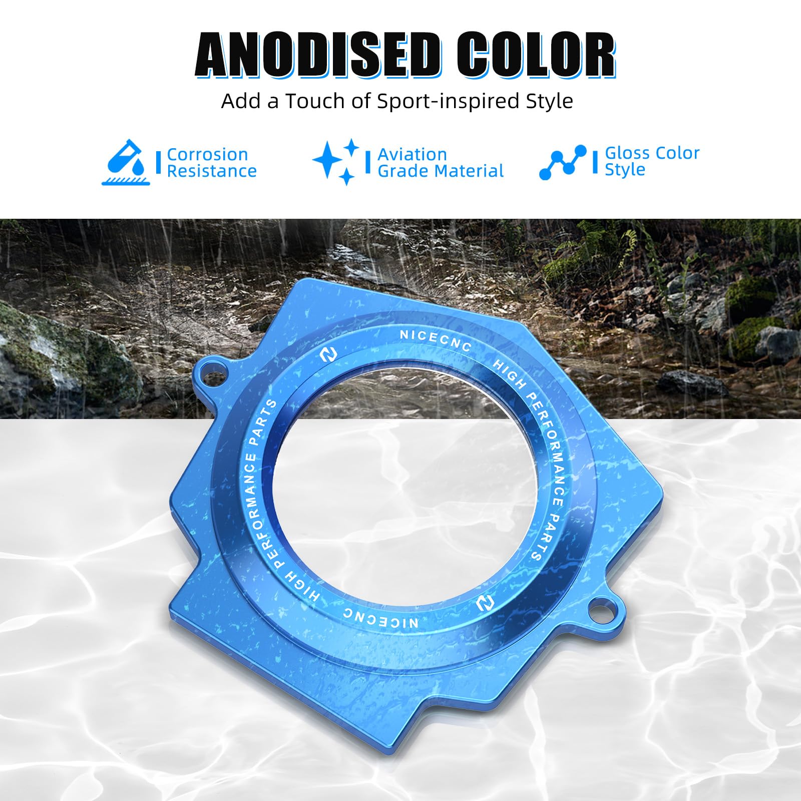 NICECNC Cubierta de Eje de Leva Transparente de aleación de Aluminio Azul Compatible with Yamaha Raptor YFM 700 2006-2024, Raptor 700 R 2009-2024, Raptor 700 SE 2009-2024